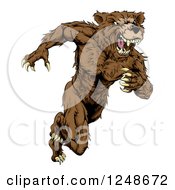 Poster, Art Print Of Snarling Muscular Bear Mascot Running Upright