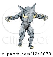 Poster, Art Print Of Muscular Aggressive Elephant Mascot Standing Upright