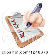 Poster, Art Print Of Hand Filling Out A Survey On A Clipboard