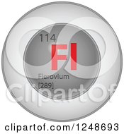 Poster, Art Print Of 3d Round Red And Silver Flerovium Chemical Element Icon