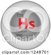 Poster, Art Print Of 3d Round Red And Silver Hassium Chemical Element Icon