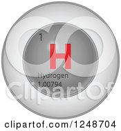3d Round Red And Silver Hydrogen Chemical Element Icon