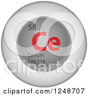 Poster, Art Print Of 3d Round Red And Silver Cerium Chemical Element Icon