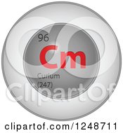 Poster, Art Print Of 3d Round Red And Silver Curium Chemical Element Icon