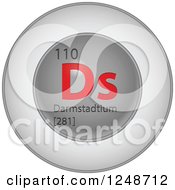 Poster, Art Print Of 3d Round Red And Silver Darmstadtium Chemical Element Icon