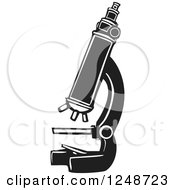 Clipart Of A Black And White Woodcut Microscope Royalty Free Vector Illustration