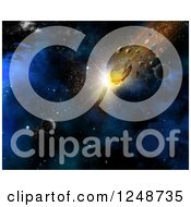 Clipart Of 3d Blazing Meteorites In Outer Space Royalty Free Illustration