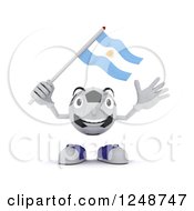 Poster, Art Print Of 3d Soccer Ball Character Waving An Argentina Flag