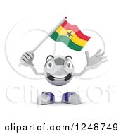 3d Soccer Ball Character Waving A Ghana Flag