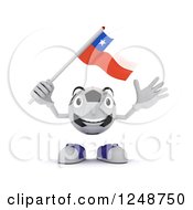 Poster, Art Print Of 3d Soccer Ball Character Waving A Chilean Flag