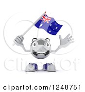 Poster, Art Print Of 3d Soccer Ball Character Waving An Australian Flag