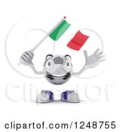 Poster, Art Print Of 3d Soccer Ball Character Waving An Italian Flag