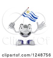 Poster, Art Print Of 3d Soccer Ball Character Waving A Uruguay Flag