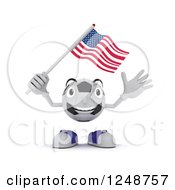 Poster, Art Print Of 3d Soccer Ball Character Waving An American Flag
