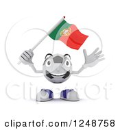 Poster, Art Print Of 3d Soccer Ball Character Waving A Portugal Flag
