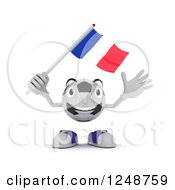 Poster, Art Print Of 3d Soccer Ball Character Waving A French Flag