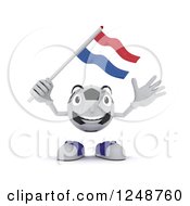 3d Soccer Ball Character Waving A Netherlands Flag