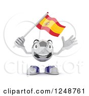 Poster, Art Print Of 3d Soccer Ball Character Waving A Spanish Flag
