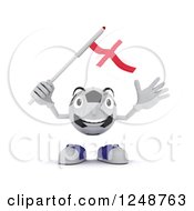 3d Soccer Ball Character Waving An England Flag