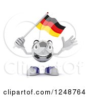 Poster, Art Print Of 3d Soccer Ball Character Waving A German Flag