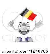 Poster, Art Print Of 3d Soccer Ball Character Waving A Belgium Flag