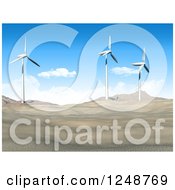 Poster, Art Print Of 3d Desert Landscape With Wind Turbines