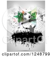Poster, Art Print Of 3d Soccer Ball Over A Splatter Crowd Of Fans On Gray