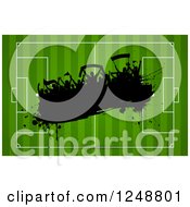 Poster, Art Print Of Silhouetetd Splatter Soccer Fan Crowd Over A Field