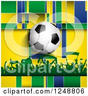 Poster, Art Print Of 3d Soccer Ball Over A Crowd Of Fans And Brazilian Yellow Blue And Green