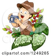Poster, Art Print Of Happy Safari Boy Taking Pictures In The Jungle