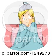 Poster, Art Print Of Sick Blond Girl Shivering In Bed