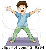 Clipart Of A Brunette Boy In A Yoga Star Formation Royalty Free Vector Illustration by BNP Design Studio