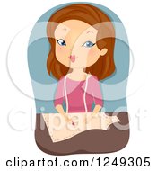 Clipart Of A Brunette Caucasian Woman Fashion Designer Making A Dress Royalty Free Vector Illustration