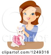 Brunette Caucasian Woman Styling A Princess Cat