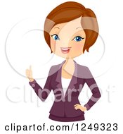 Poster, Art Print Of Corporate Brunette Caucasian Woman In A Blazer Holding A Thumb Up