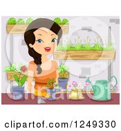 Poster, Art Print Of Happy Woman Planting A Vertical Garden
