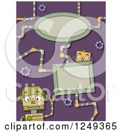 Poster, Art Print Of Purple Background With Robots And Frames