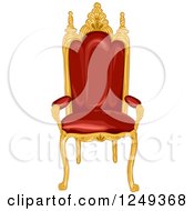 Clipart Of A Red And Gold Royal Kings Throne Chair Royalty Free Vector Illustration