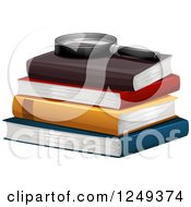 Magnifying Glass Resting On Books
