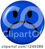Clipart Of A 3d Sad Blue Emoticon Face Royalty Free Illustration