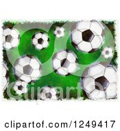 Poster, Art Print Of Grungy Background Of Soccer Balls