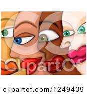 Clipart Of A Painting Of Diverse Faces Royalty Free Illustration