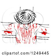 Poster, Art Print Of Black And White Christ With Red Blood On The Cross
