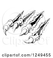 Clipart Of Black And White Monster Claws Breaking Through Metal Royalty Free Vector Illustration