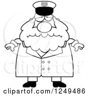 Poster, Art Print Of Black And White Depressed Chubby Sea Captain Man