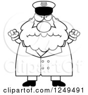 Black And White Mad Chubby Sea Captain Man With Balled Fists
