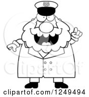 Poster, Art Print Of Black And White Smart Chubby Sea Captain Man With An Idea