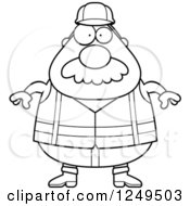 Clipart Of A Black And White Chubby Road Construction Worker Man Royalty Free Vector Illustration