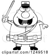 Black And White Chubby Civil War Union Soldier Man Holding Up A Sword