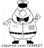 Clipart Of A Black And White Smart Chubby Navy Admiral Man With An Idea Royalty Free Vector Illustration